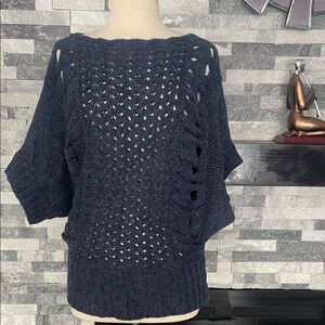 Janet Paris  Open Knit Navy Sweater Women’s Size M